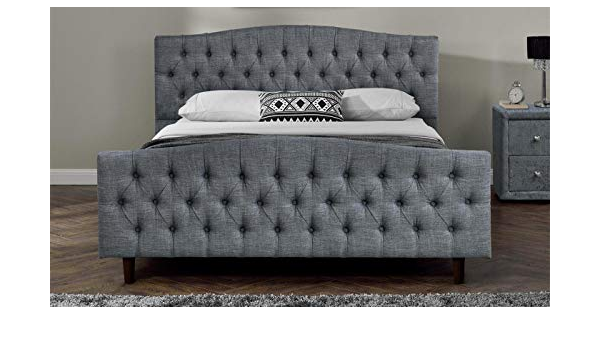 إطار سرير من الكتان أو القطيفة باللون الرمادي من Chesterfield Amazon Ae المنزل