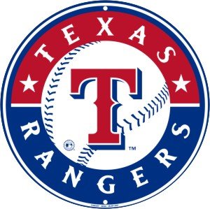 Texas Rangers 12 inch Baseball Style Metal Circle Sign by Tag City