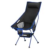 ENKEEO Camping Folding Chair Portable Lightweight Seat with 330 lbs Capacity, Built-in Pillow, 3 Pockets, Backrest and Carry Bag, for Backpacking, Fishing, Hiking, Picnic, Travel, Beach and Lawn