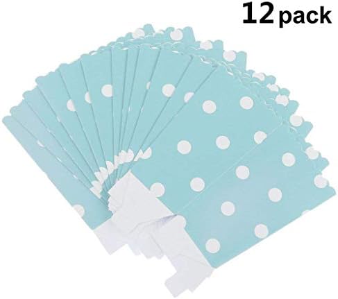 Aofocy Party Box Popcorn Box Popcorn Holder Popcorn Container Paper Popcorn Box for Wedding Birthday Supplies Dot Pattern 12 Pcs Blue