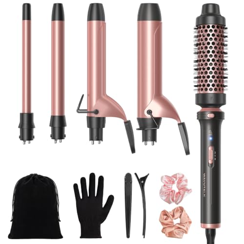 Wavytalk 5-in-1 Curling Iron and Heated Round Brush Set