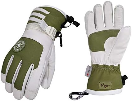 Vgo Or 以上に 3m Thinsulate G80 冬用 スノーボード用手袋女性用 羊革 防水 防風 記念日 耐磨耗 1双入 Green 防寒手袋 雪かき Gray 雪遊び Sf Ga2446fw Dark スキーグローブ レデイーズ Khaki