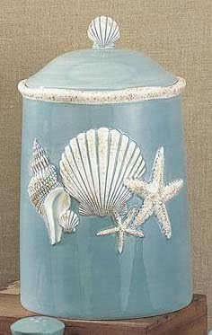 Amazon Com Seashell Shell Cookie Jar Kitchen Canister Beach New