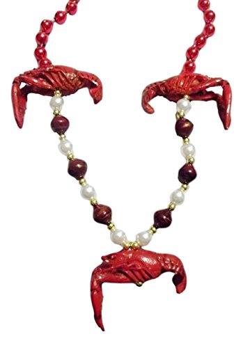 Red 3 Crawfish Mardi Gras Beads Party Favor Necklace