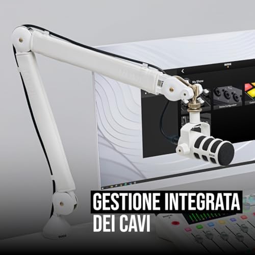 PSA1+ - Braccio professionale da studio con smorzamento a molla e gestione dei cavi (Bianco)