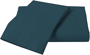 BRIGHTLINEN 400 Thread Count 100% Cotton Percale 16 Inches Deep Pocket Sheet Set, Dark Denim Solid Full Sheets 4 Piece Set