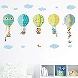 decalmile Animals in Hot Air Balloons Wall Decals Kids Wall Stickers Childrens Bedroom Nursery Baby Room Decor