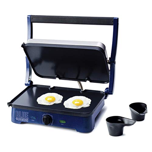 Blue Diamond Ceramic Nonstick, Electric Contact Sizzle Griddle, Open