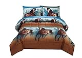 HIG 3D Comforter Set Twin - 2 Piece 3D Running Texas Wild Horse Print Comforter Set Twin Size (D06) - Box Stitched, Soft, Breathable, Hypoallergenic, Fade Resistant -Includes 1 Comforter, 1 Sham