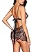 AnloveKiss Women Sexy Lingerie Black Eyelash Lace Chemise Babydoll Nightwear