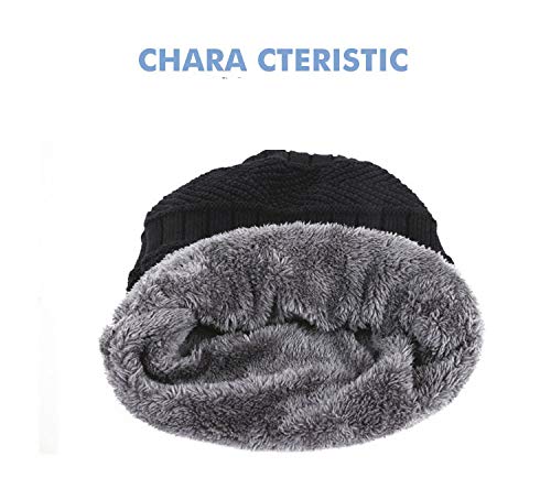 Blevla 2-Pieces Winter Beanie Hat Scarf Set Warm Knit Hat Thick Knit Skull Cap For Men Women Black