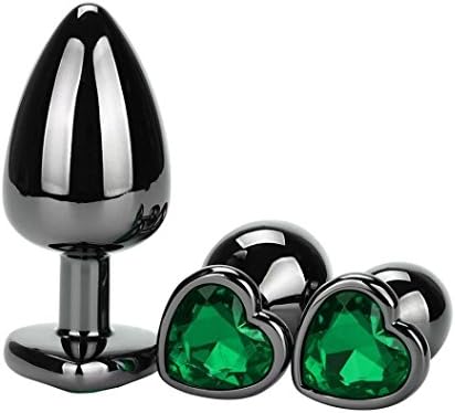 APMIX 3PCS Metal Heart Shape Men Women Se-x Toys Body Safe Ana-l Se-x-Green