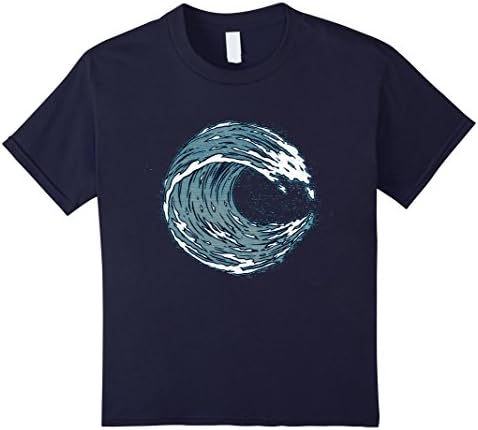 unisex-child Traditional Japanese Wave Line Work Design T-shirt 12 Navy