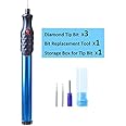 Electric Engraver Pen 3 Diamond Tip Bit Etching Carve Tool Metal Engraving Carbide Scribe Drilling Pen Engrave Jewellery Stone Wood Plastic Leather Glass (Blue)