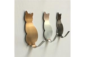 3pcs Cute Cat Shape Self Adhesive Wall Hook, Key Storage Hanger, Coat Bag Bathroom Door Kitchen Towel Hanger Hooks, Home Wall