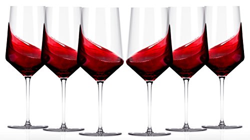 Miko Wine Glasses, Pure Lead Free Crystal, Wine Glass Set Of 6 (Bordeaux)
