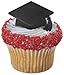 Black Graduation Cap Cupcake Rings - 24 ct