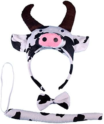 SUMNEE Cow Costume Headband Ear with Tail Tie