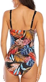 WIN.MAX One Piece Swimsuit Tummy Control Ruched Padded Plus Size C-DD Cup LF view 2