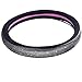 FEENM Steering Wheel Cover Bling Bling Rhinestones Crystals Car Handcraft Steering Wheel Covers Leather for Girls Black
