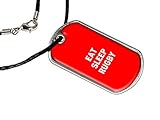 Eat Sleep Rugby - Military Dog Tag Black Cord Necklace