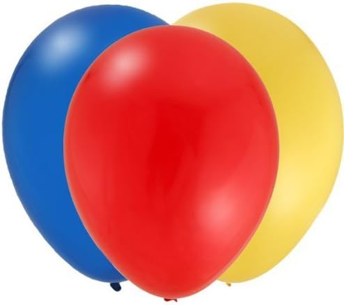 Red, Yellow and BlueLatex Balloons for Mickey Mouse, Cars, pirate, Batman, Spiderman theme- sold in pack of 6