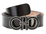 Salvatore Ferragamo Men's Adjustable Shiny Lux Nero Belt 46