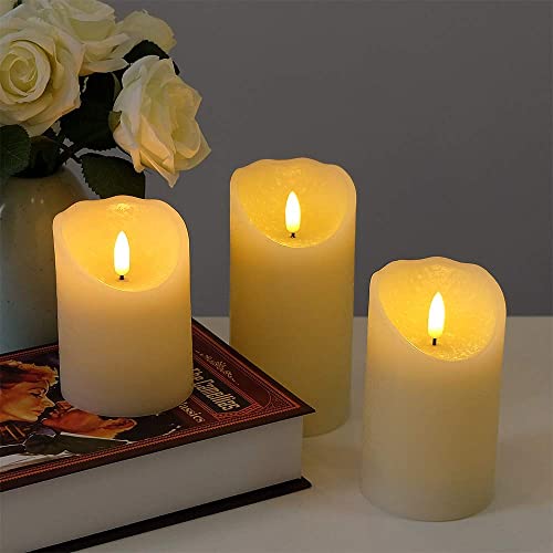 Wondise Flameless Flickering Pillar Candles with Remote and Timer