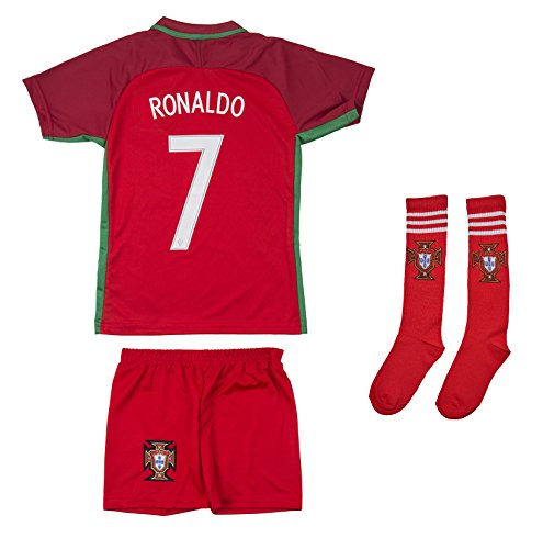 AMDS Soccer Youth Jersey Set â— Portugal â— Home Jersey with Matching Shorts&Socks â— Copa America 2016 â— # 7 Ronaldo (6-7 Ages â— Medium)