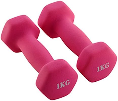 Hexagon Dumbbell Women Pair Of Dumbbells Set Of 2 Covered With Neoprene Children Home Fitness Equipment (Pink, 1KG)