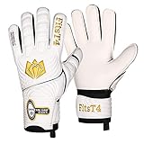 FitsT4 Goalie Goalkeeper Gloves with Fingersaves & Super Grip Palms Soccer Goalkeeper Gloves for Youth, Adult