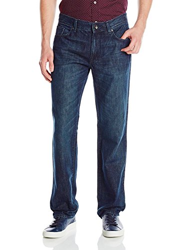 DKNY Jeans Mens Soho Relaxed Fit Jeans (32 x 34, Dark Blue Wash )