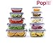 10 Pack Square and Rectangular Heat Resistant Borosilicate Glass Airtight Containers with Lock Down Lids By Popit