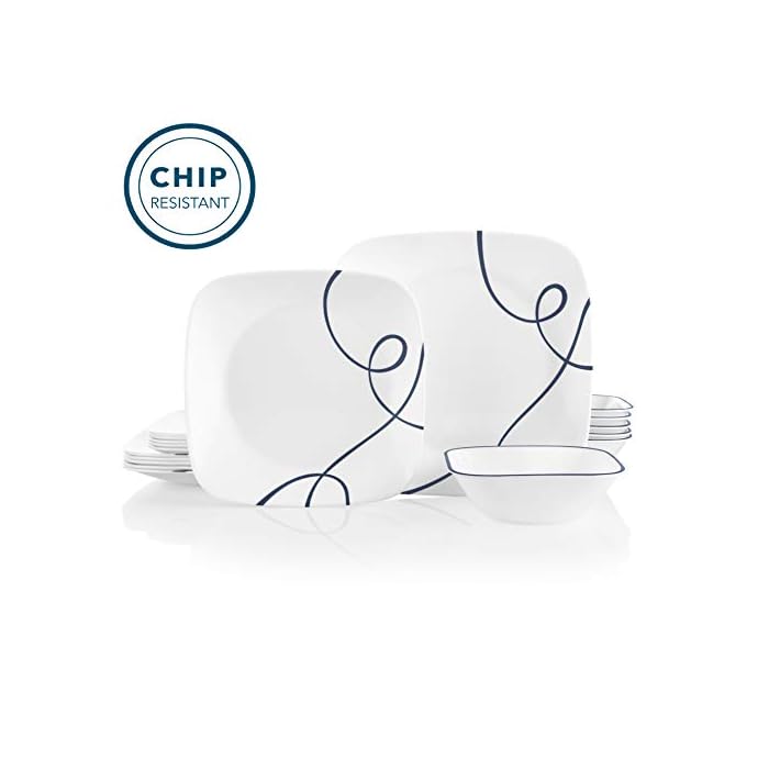Corelle Service for 6, Chip Resistant Dinnerware Set, 18Piece, Lia LAVORIST