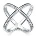 925 Sterling Silver Ring, Boruo Cubic Zirconia CZ Criss Cross Ring Size 6