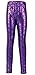 Simplicity Child Fish Scale Print Full Length Leggings Tight Pants, Purple, M