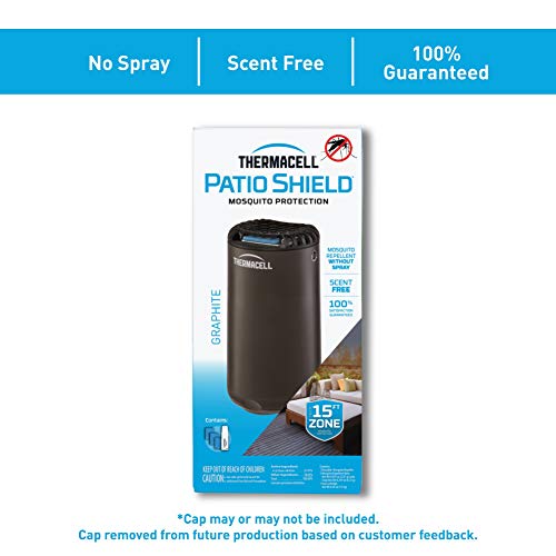 Thermacell Patio Shield Mosquito Repeller, Graphite; Easy to Use, Highly Effective; Provides 12 Hours of DEET-Free Mosquito Repellent; Scent-Free, No Spray, No Smoke and Cordless