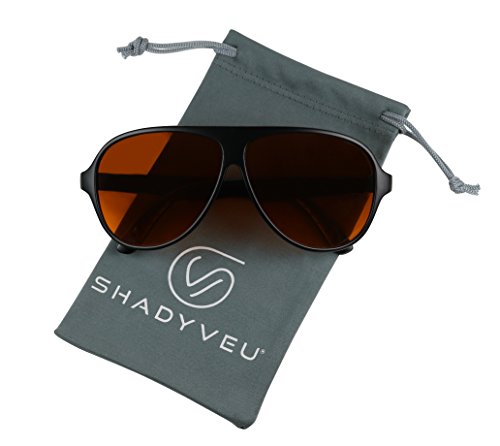 ShadyVEU - Swank Blue Blocking Amber Tint Lens Bomber Oversize Aviator Sunglasses 150mm