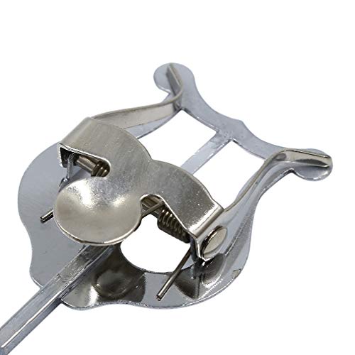GloryMM Sturdy Silver Plated Sax Clamp-On Clip Holder Lyre for Alto Tenor Saxophone Musical Part