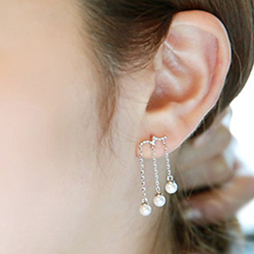 Ear Drop Dangle Earrings Crawler Chandelier Climber Ear Wrap Pin Vine Tassel Imitation Pearl Cute Jewelry Silver Plated