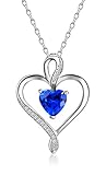Caperci Sterling Silver Lab-Created Gemstone Heart Pendant Necklace, 18''