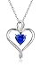 Caperci Mothers Day Gifts Sterling Silver Heart Pendant Necklace Made with Heart Created Gemstone, 18''