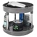 mDesign 2-Tier Lazy Susan Turntable for Bathroom Counter and Cabinets - 9 Inch Rotating Organizer Caddy - Bathroom Lazy Susan for Medicine Storage - Ligne Collection - 2 Pack - Charcoal Gray/Chrome