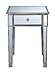 Convenience Concepts Gold Coast Mirrored End Table with Drawer, Weathered White
