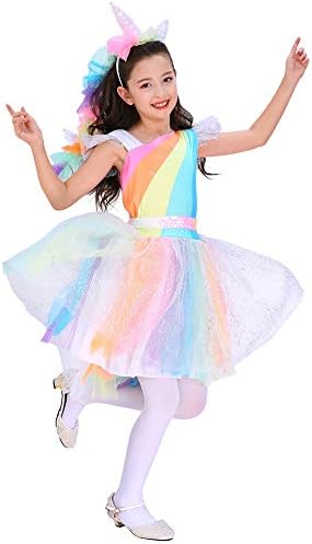 Seasons Direct Halloween Girls Rainbow Unicorn Costume (M(8-10))