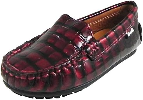 Venettini Kid's Gordy Burgundy Crocodile Print Leather Slip On Moccasin Loafer 24 M EU/ 8 M US Toddler