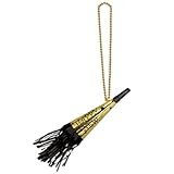 Beads w/Happy New Year Horn (black & gold) Party Accessory  (1 count) (1/Card)