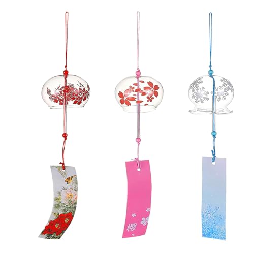 Fahibin 3 Pink Japanese Wind Chimes, Japanese Wind Chimes, Birthday Gift and Home Decoration