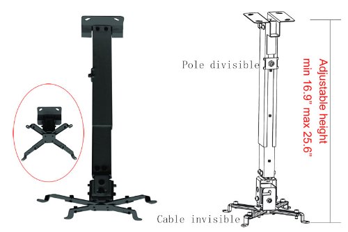 Universal Projector Ceiling Mount Bracket Holder in Black or Silver, Send Randomly
