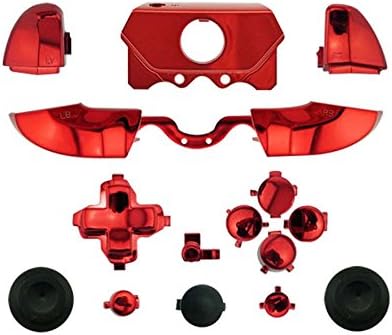 WPS Chrome ABXY Dpad Triggers Full Buttons Set Mod Kits for 1697 1698 Xbox One Controller (3.5mm Port) with Screwdriver (Torx T6 T8) Set (Chrome Red)